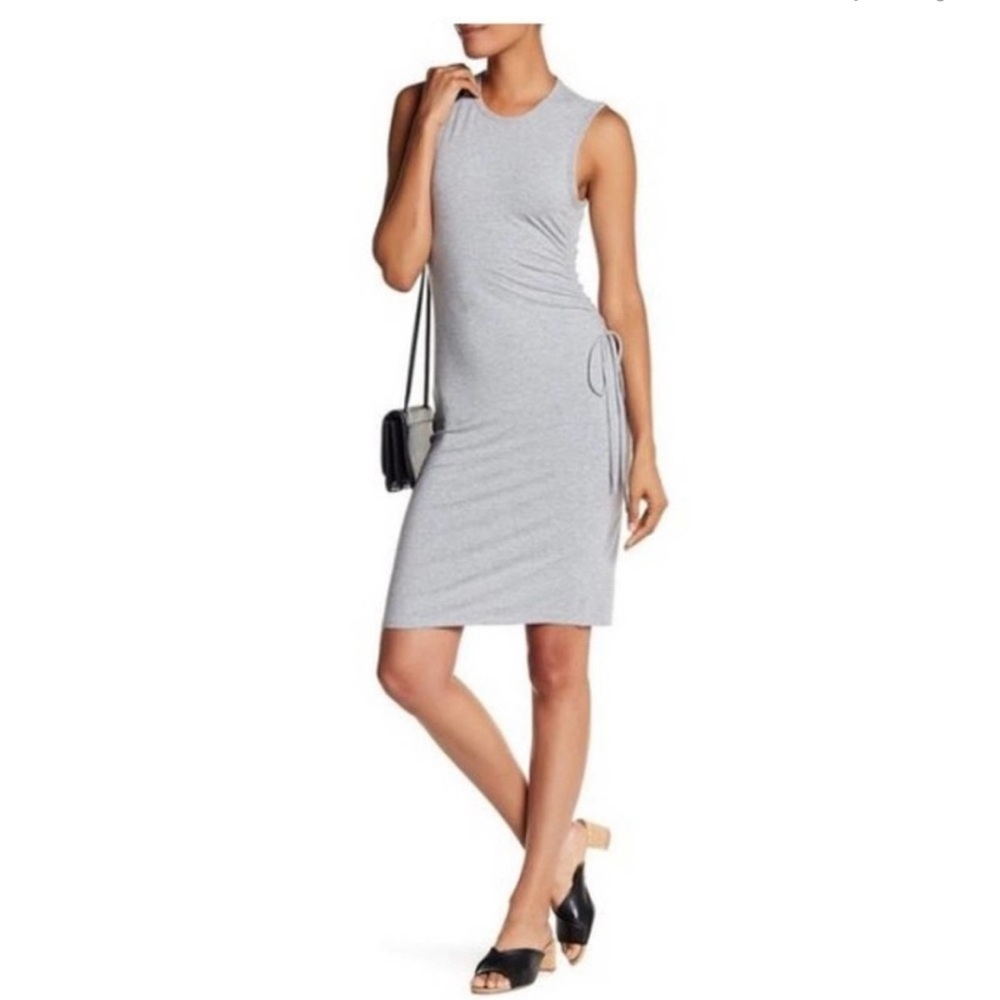 THEORY Gray Rimaeya Side Ruched Knit Dress Medium